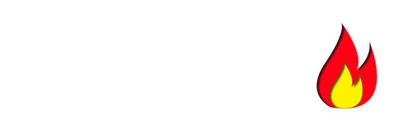 Paper cutout cartoon fire flam banner