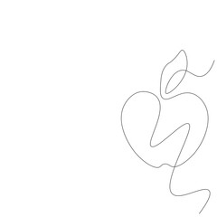 Fruit apple line drawing vector illustration 