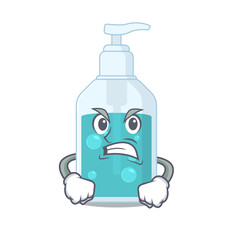 A cartoon picture of hand sanitizer showing an angry face