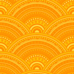 Ethnic circle shapes seamless geometric pattern.