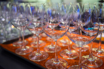 Row of wine on counter bar