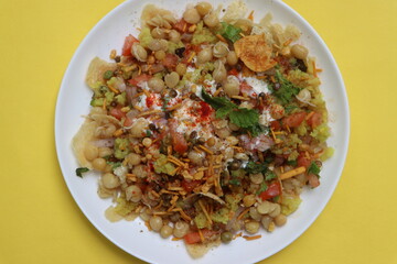 Masala puri chaat, famous street food in Karnataka, South India
