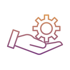 hand lifting gear machine work gradient line style icon