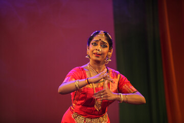 A graceful bharatnatyam dancer