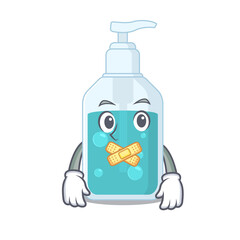 Hand sanitizer cartoon character style having strange silent face