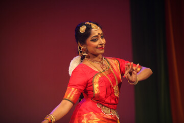 A graceful bharatnatyam dancer