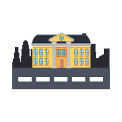 elementary school facade scene icon