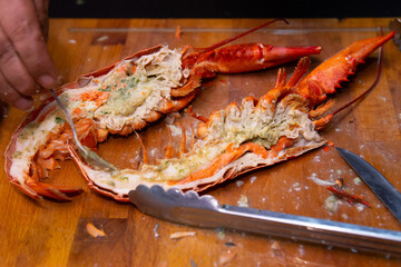 split grilled lobster