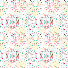 Ethnic Mandalas Seamless pattern. Tribal background with geometric ornament. Hand Drawn doodle Circles of simple geometric shapes. Vector illustration