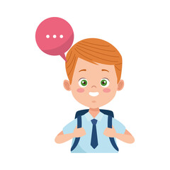 little student boy with uniform character