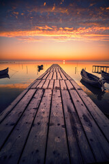 Beautiful sunrise or sunset on lake
