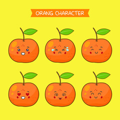 Cute Orange Characters With Various Expression