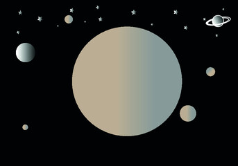 Planets and space with vector design
