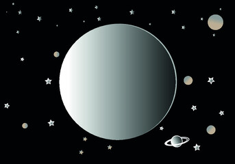 Planets and space with vector design