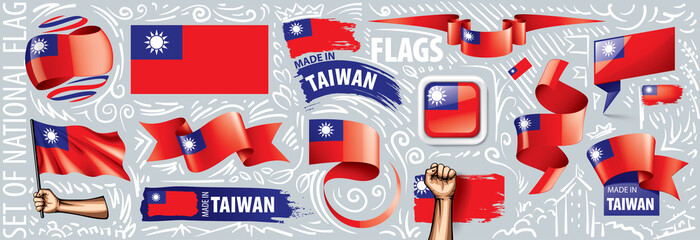 Vector set of the national flag of Taiwan in various creative designs