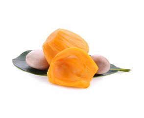 section of jackfruit isolated on white background