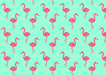 フラミンゴ　手書き　シームレス　パターン　summer　flamingo  doodles seamless pattern