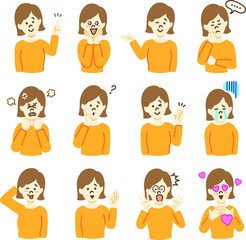 Illustration of a female pose Bust up
女性のポーズのイラスト バストアップ