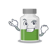 A funny cartoon design concept of vitamin syrup with happy face