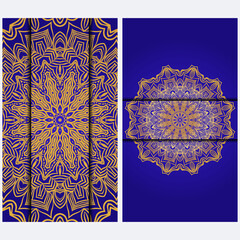 Visit Card Template With Floral Mandala Pattern. Vector Template. Islam, Arabic, Indian, Mexican Ottoman Motifs. Hand Drawn Background.