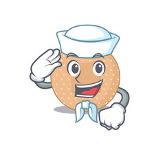A brave sailor caricature design style of rounded bandage ready to sail
