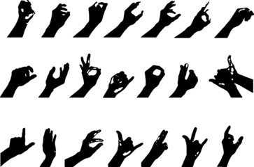 hands silhouettes set