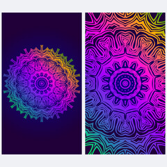 Design Vintage Cards With Floral Mandala Pattern And Ornaments. Vector illustration