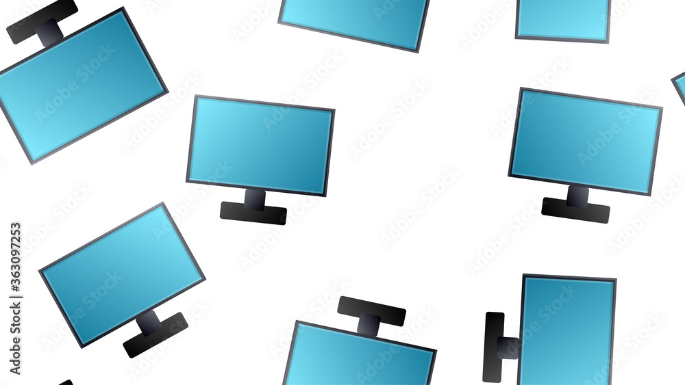 Poster endless seamless pattern of beautiful digital virtual virtual modern new flat it lcd monitors on a w