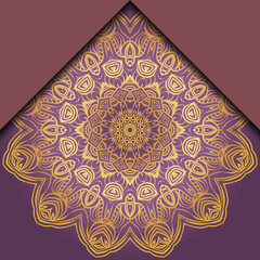 Template Greeting Card, Invitation. Mandala Design. Vector Illustration.