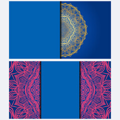 Invitation or Card template with floral mandala pattern. Decorative background for Wedding, greeting cards, Birthday Invitation. The front and rear side. Vector