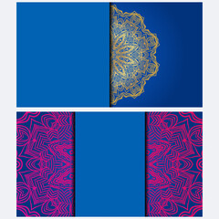 Invitation or Card template with floral mandala pattern. Decorative background for Wedding, greeting cards, Birthday Invitation. The front and rear side. Vector