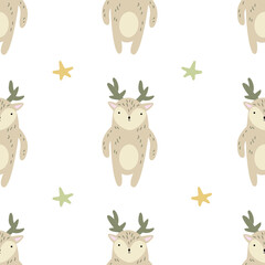 Naklejka premium Adorable deer vector seamless pattern design for print