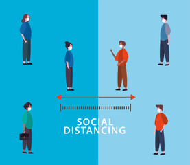 people using face masks with social distancing for covid19