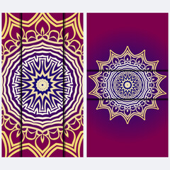 Luxury red, sunrise, gold color The Front And Rear Side. Mandala Design Elements. Wedding Invitation, Thank You Card, Save Card, Baby Shower. Illustration. Vector