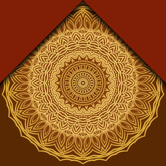 Mandala ornament concept flyer. Ethnic design, on festive and background. Vector background. Card or invitation. Islam, arabic, indian, ottoman motifs. Summer color.