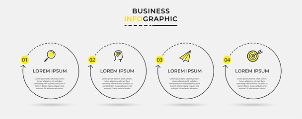 Business Infographic design template Vector with icons and 4 four options or steps. Can be used for process diagram, presentations, workflow layout, banner, flow chart, info graph