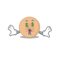 happy rich cartoon concept of rounded bandage with money eyes