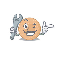 A caricature design concept of rounded bandage working as a mechanic