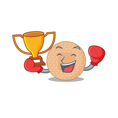 Fabulous boxing winner of rounded bandage caricature design style