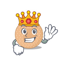 A humble King of rounded bandage caricature design style with gold crown
