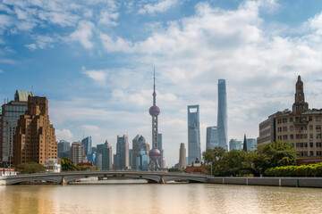 Architectural landscape of Lujiazui Financial District, Shanghai