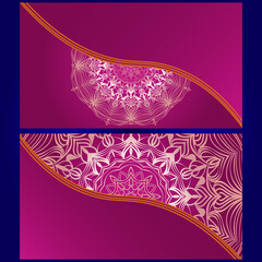 Invitation or Card template with floral mandala pattern. The front and rear side. Vector