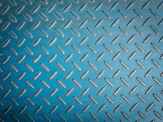 Blue weathered metal diamond plate,Used for textured and background