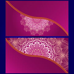 Invitation or Card template with floral mandala pattern. The front and rear side. Vector