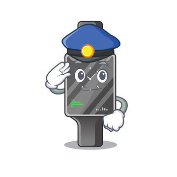 A handsome Police officer cartoon picture of smart watch with a blue hat