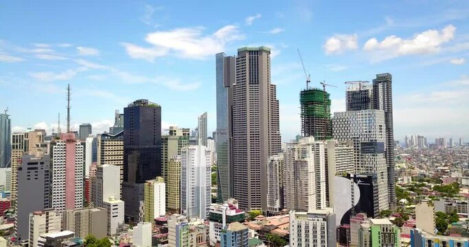 Makati from the sky in a sunny day 4k