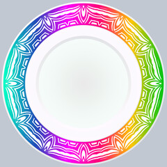 Handdrawn Pattern With Round Floral Ornament. Vector Illustration.