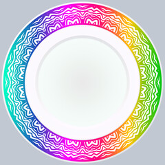 Handdrawn Pattern With Round Floral Ornament. Vector Illustration.