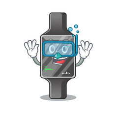Smart watch mascot design swims with diving glasses