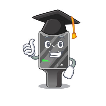 Smart watch caricature picture design with hat for graduation ceremony